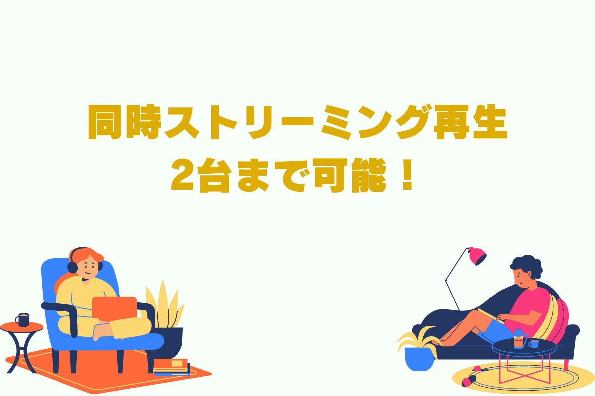 ABEMAプレミアムでは同時視聴可能。ストリーミング再生を同時に2台まで楽しめる。